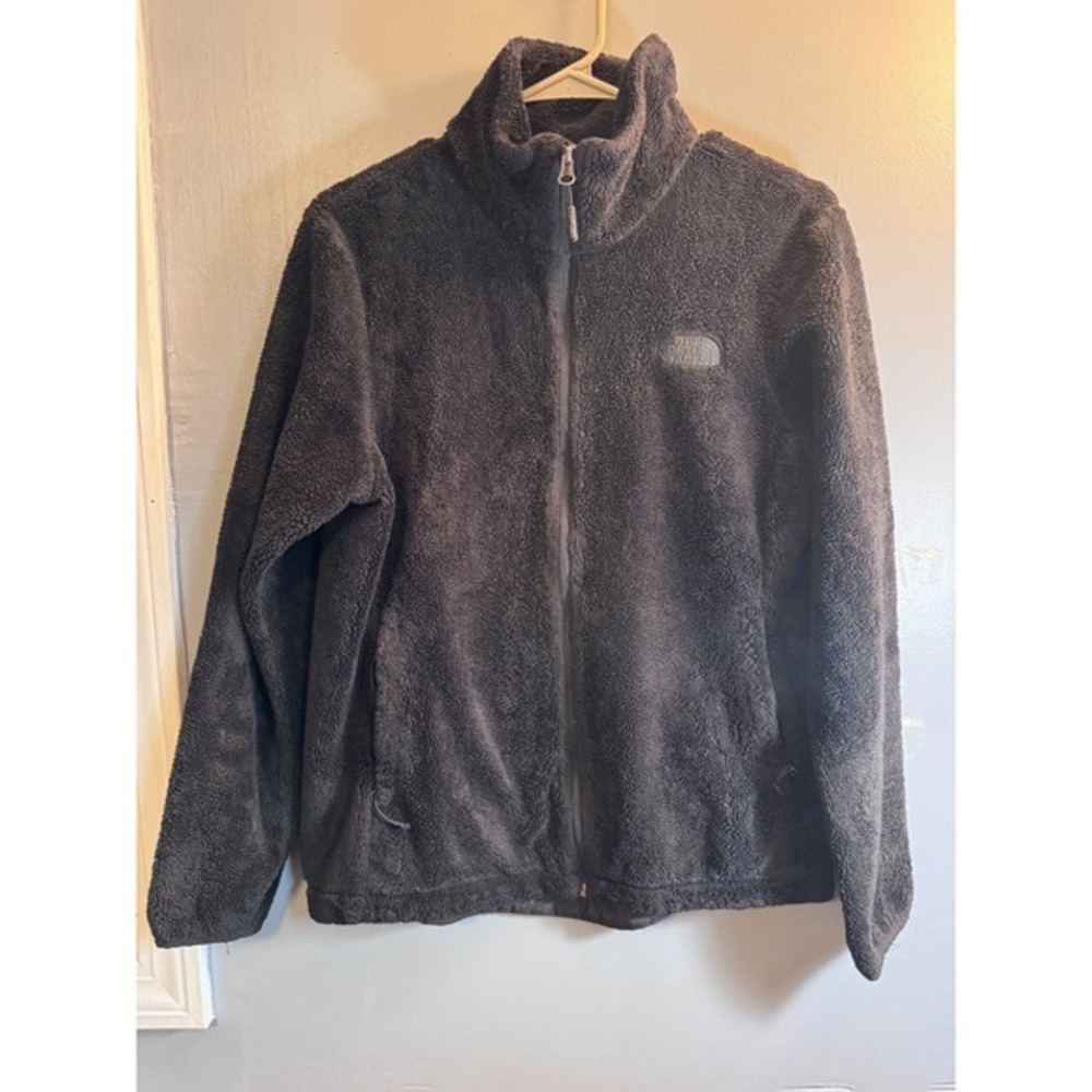 The North Face Osito Full Zip Fleece Jacket Black High Pile Mock Neck Women M